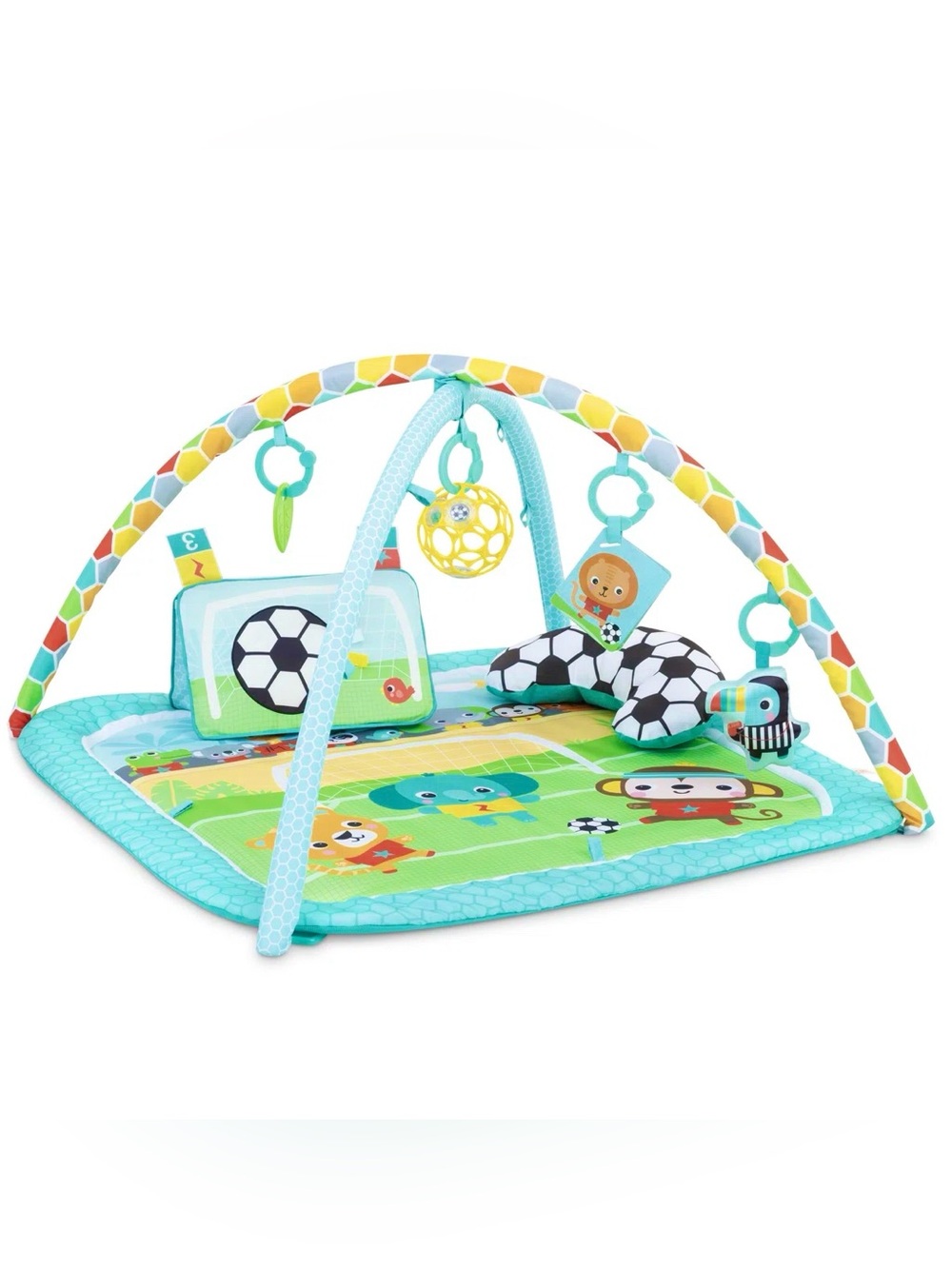 NEW Bright Starts Grip & Kick Activity Gym / Baby Mat + 5 Toys Soccer Theme ⚽️